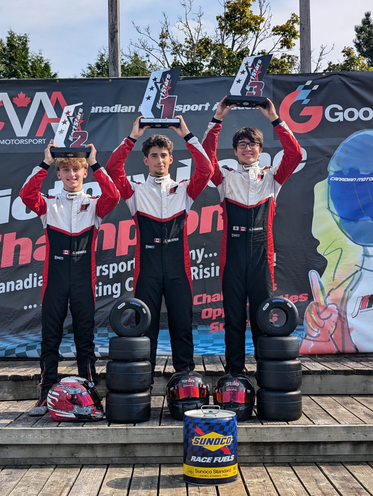 Christian Valverde on the top step of a KartStars podium
