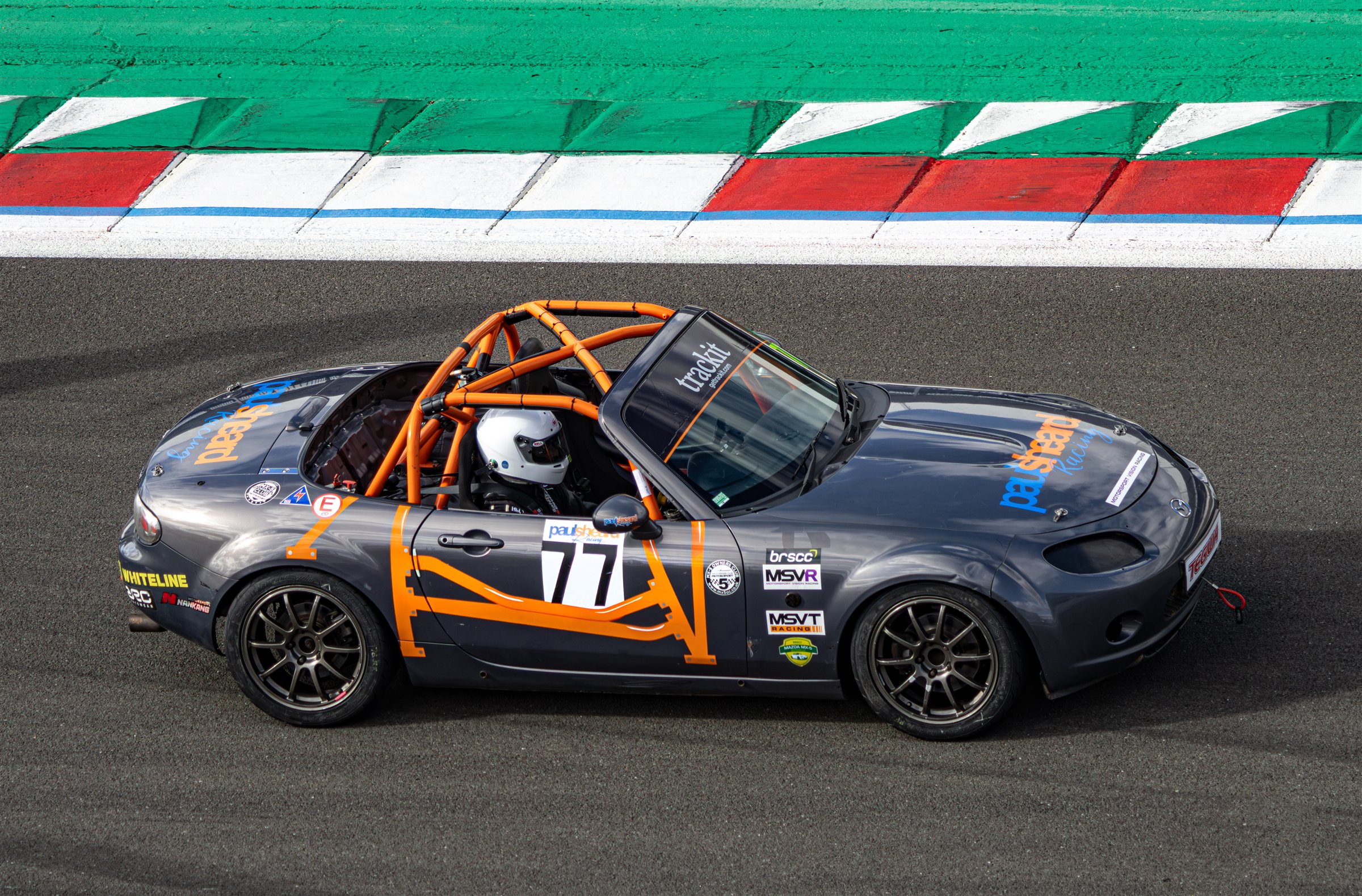 Christian Valverde's MX-5 on track at Silverstone, seen from above
