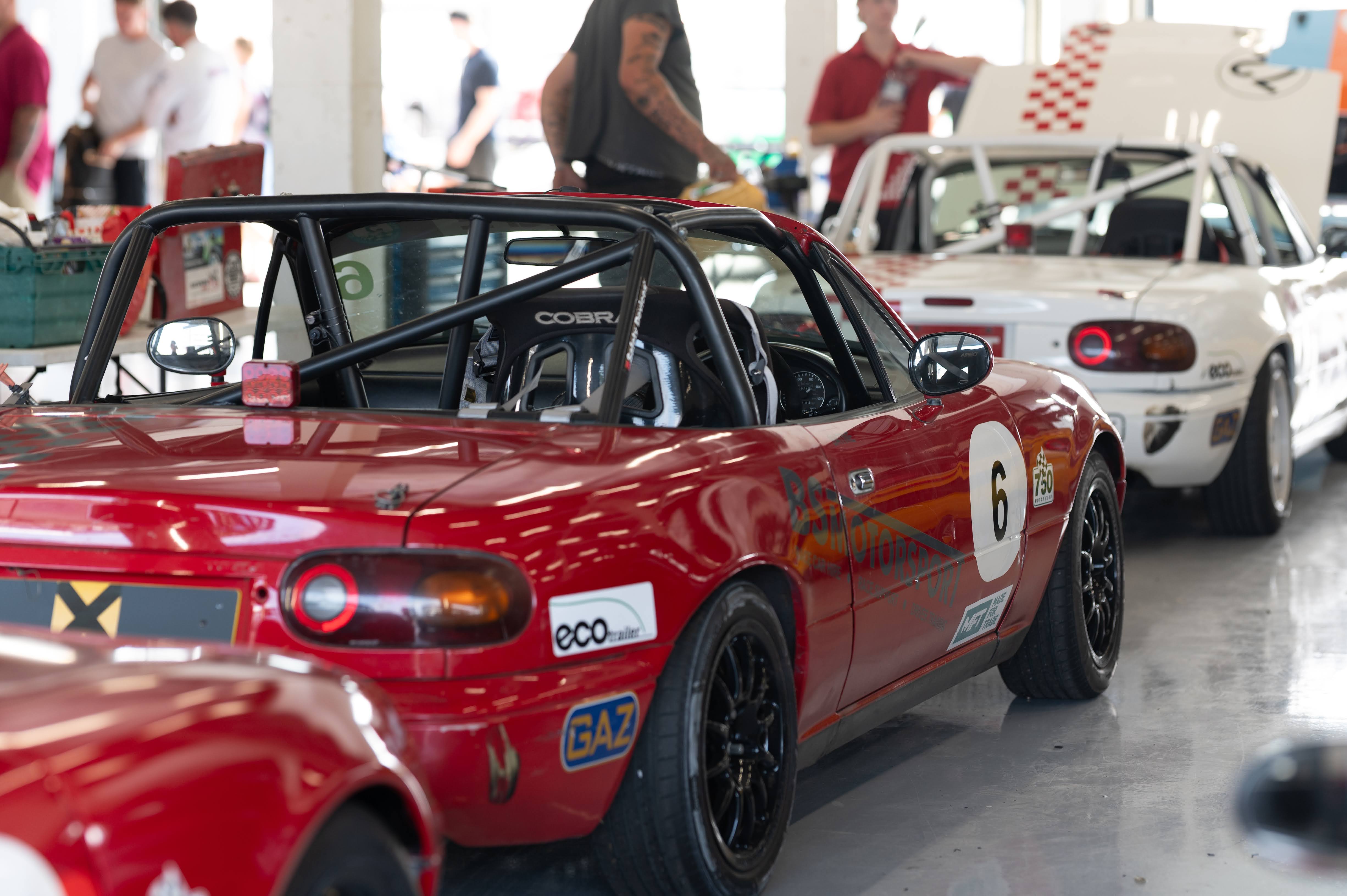 Christian Valverde's MX-5 in the garage, Silverstone